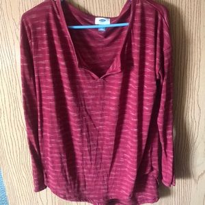 Red long sleeve Old Navy V neck